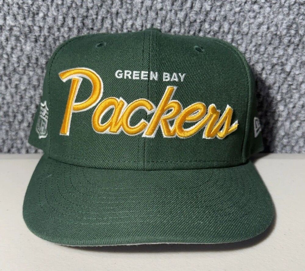 Green Bay Packers Hat NFL Script New Era 9FIFTY Snapback Green‎ Men's One Size